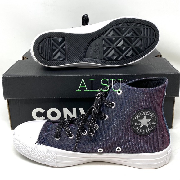 💖MEGA SALE💖Converse CTAS High Canvas Glitter Black Women’s Size 6 564911C - Picture 3 of 8